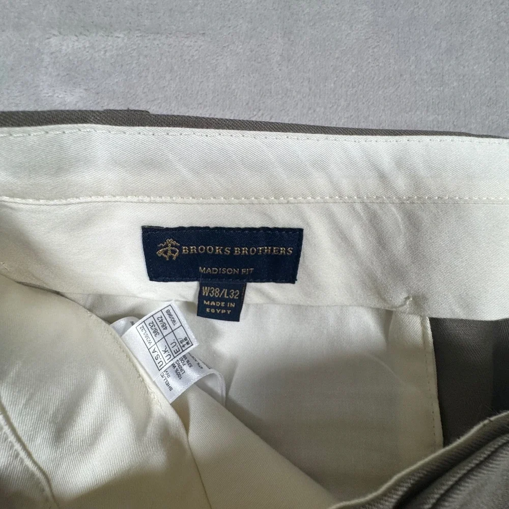 Brooks Brothers Dress Pants Mens 38x32 Olive Madison Fit Wool Trousers
